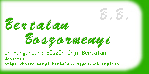 bertalan boszormenyi business card